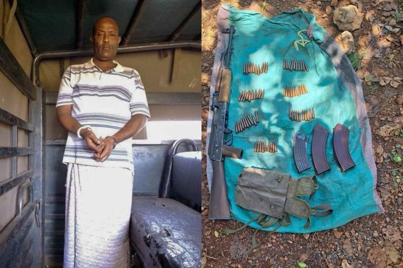 Collage photo of a suspected firearms dealer and recovered ammunition.